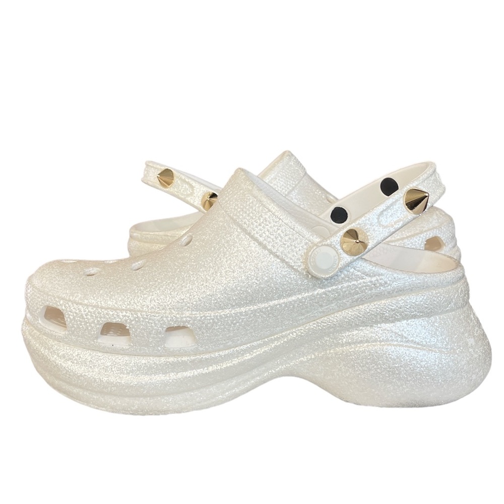 Women Crocs Classic Bae Glitter Stud Platform Clog Size 10 - White -LIMITED - Picture 5 of 12